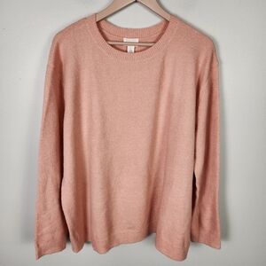 NWT Caslon Nordstrom Long Sleeve Crew Neck‎ Sweater In Pink Bride Size XXL #657